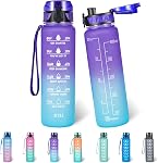 Polygon 32oz Motivational Water Bottle with Time Marker & Removable Strainer to Remind You Drink More Water, Fast Flow, Leakproof BPA Free Sport Water Bottle for Fitness and Outdoor