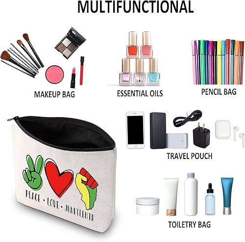 Miniatura 6 de G2TUP Juneteenth Gift Peace Love Juneteenth - Bolsa de maquillaje BLM para cosméticos regalo afroamericano con cierre Peace Love Juneteenth Bolsa
