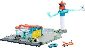Matchbox Toy Car Playset, Takeoff Adventure Airport Set with Die-Cast Audi in 164 Scale, Plastic Plane, Take-Off & Landing Feature & Storage