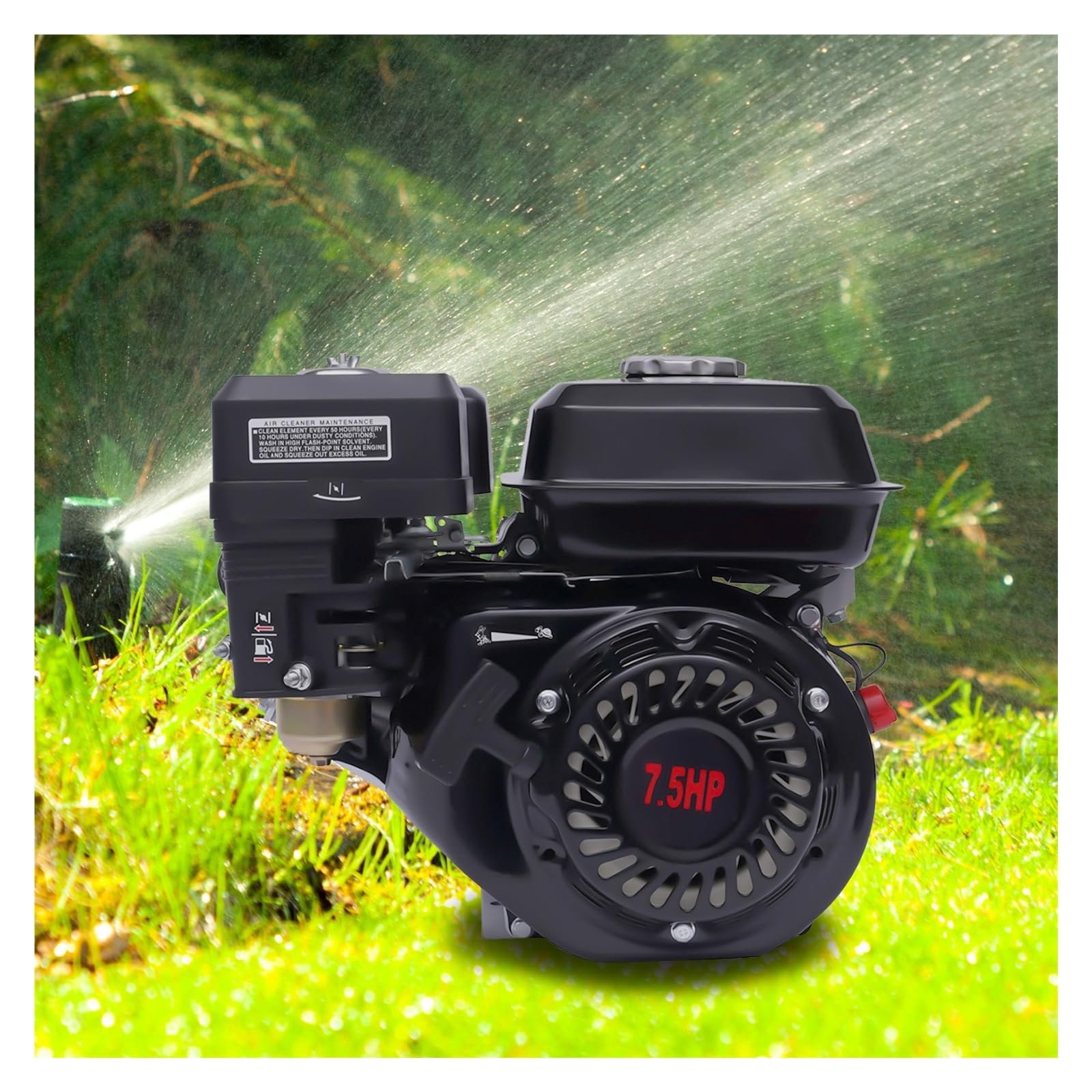 Motore Portatile A Gas A 4 Tempi da 7,5 CV, Inclinato di 25°, Monocilindrico, for Kart, for Elettrodomestici Riserva Domestica, Nero Prestazioni Potenti