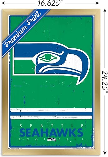 Miniatura 9 de Trends International Póster de pared con logotipo retro de Seattle Seahawks, 22.375 x 34 pulgadas