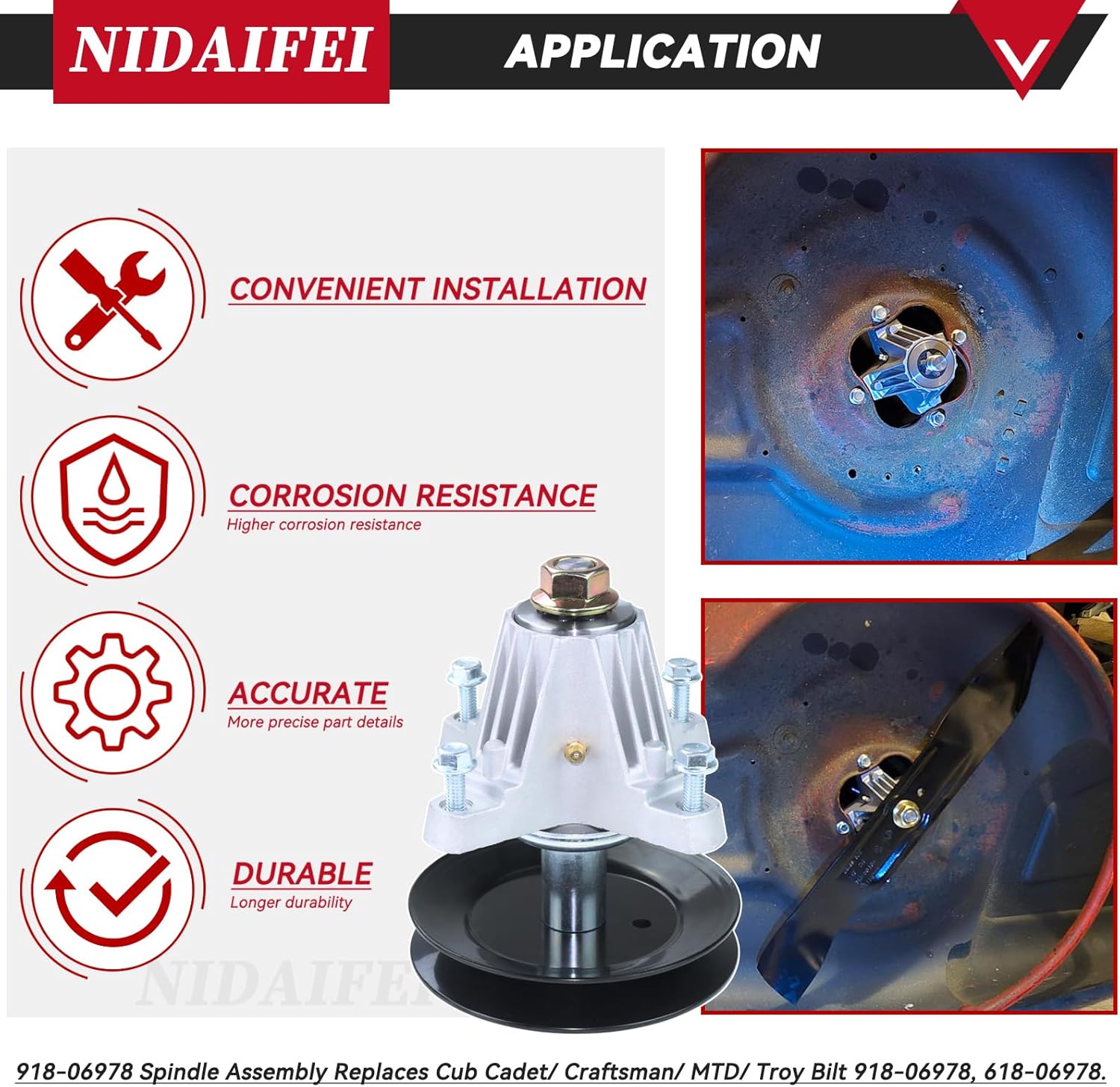 3 Pack Greased 918-06978 Spindle Assembly Replace cub cadet 918-06978 spindle assembly 54 deck rebuild kit, 618-06978 for cub cadet RZT L54 RZT SX 54 XT1 ST54 zt1 54 ZT2 54 Mustang 54 XP deck
