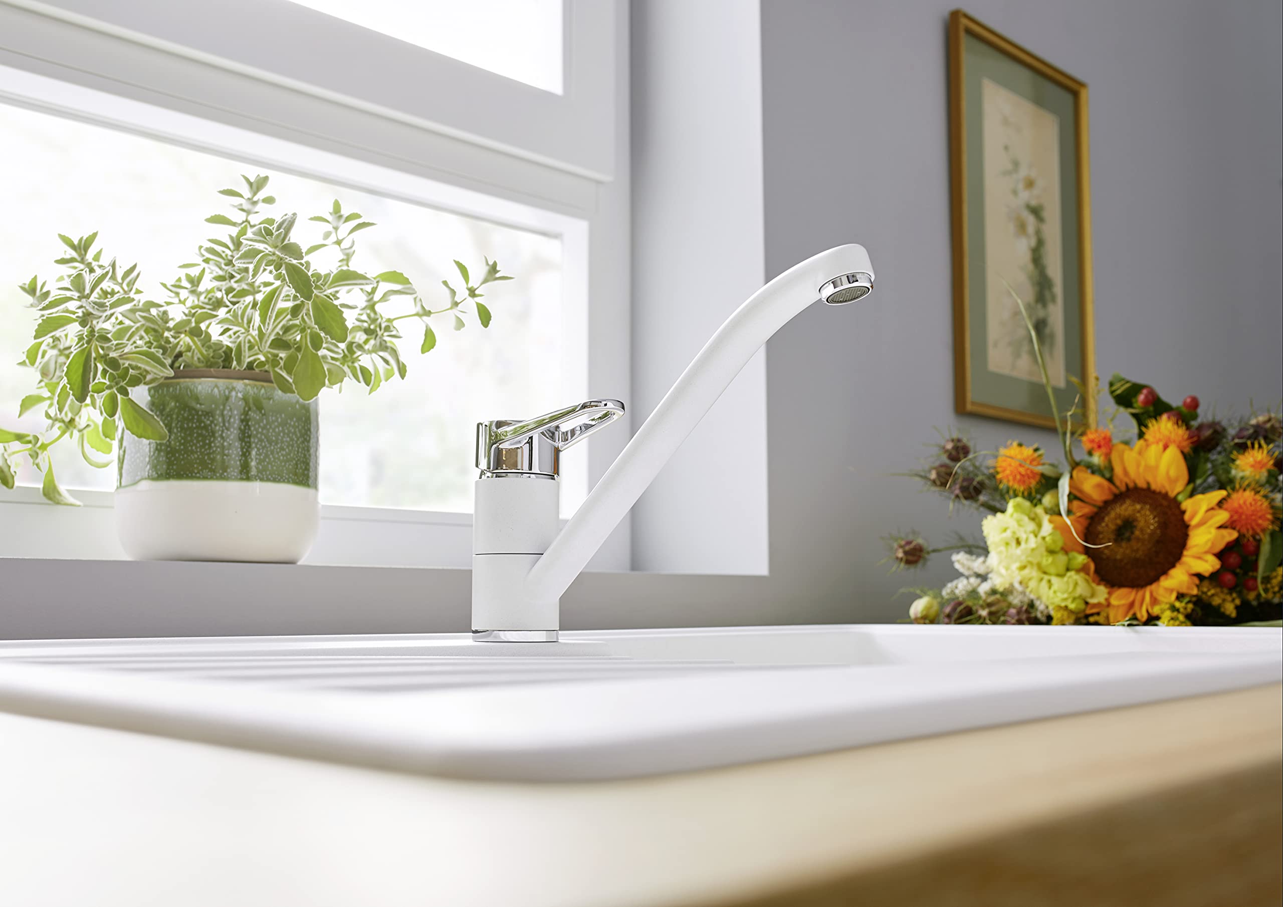 BLANCO WEGA II volcán gris/cromo | alta presión | prevención de retorno | cartucho de cerámica | calidad del agua asegurada y ahorro de agua