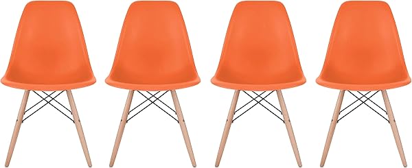 Inspirer Studio Eames Style Side Chair Set of 4 with Natural Wood Legs