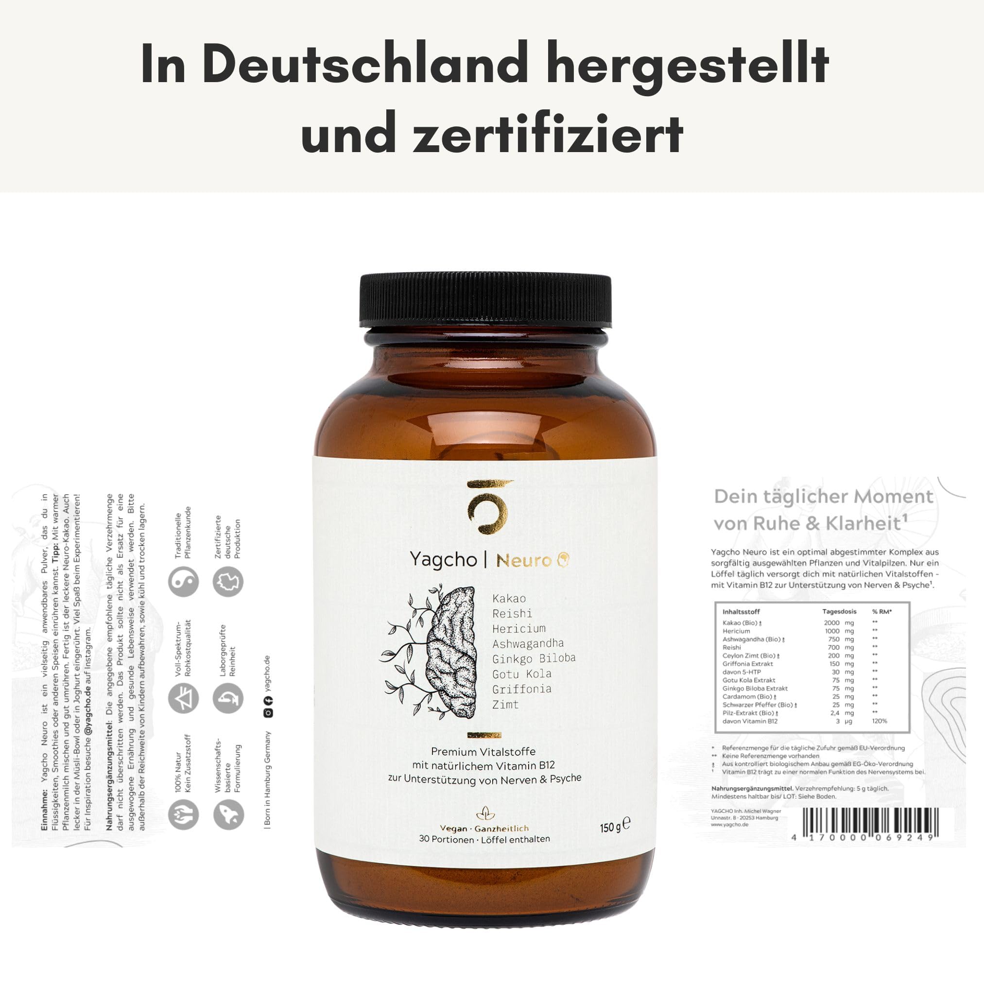 Yagcho Neuro | Vitalpilze Mix | Mushroom Coffee | Nahrungsergänzungsmittel