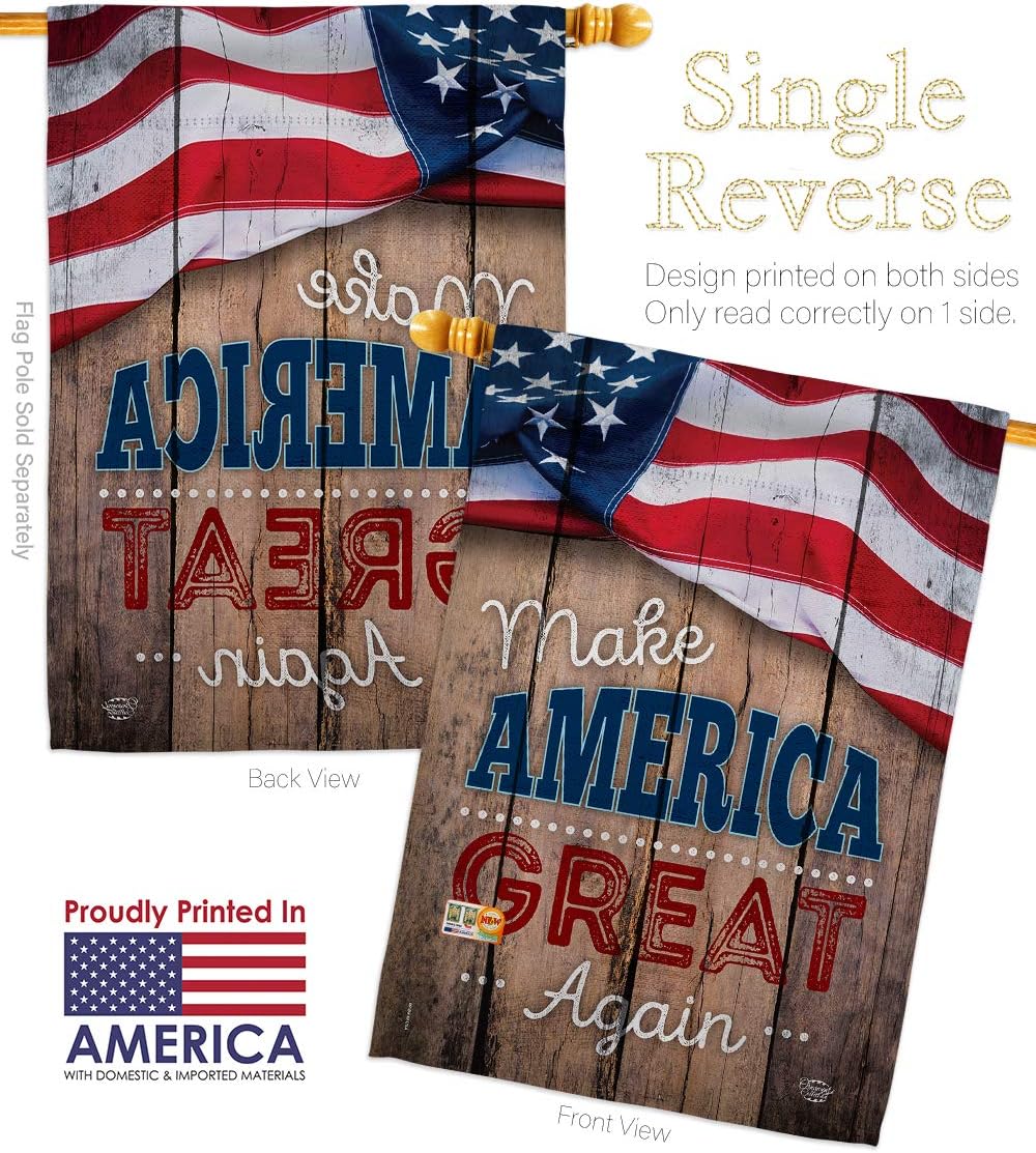Star and Stripes Proud to Make America Great Again House Flag Patriotic Patriotism Independence Memorial United State American Small Decorative Gift Yard Banner Made In USA 28 X 40