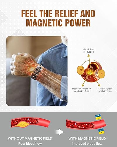 Miniatura 4 de Jecanori Pulsera de cobre para hombre, pulseras magnéticas de fuerza 3X para hombres