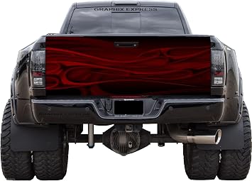 GRAPHIX EXPRESS Truck Tailgate Wrap for Pickup Trucks T188 RED Flames Tailgate Decal Tailgate Decals for Pickup Trucks Truck Decals and Graphics Decals for Trucks.