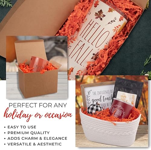 Miniatura 2 de MagicWater Supply - 1 libra - Naranja - Relleno de papel de corte arrugado ideal para envolver regalos, relleno de cestas, cumpleaños, bodas,