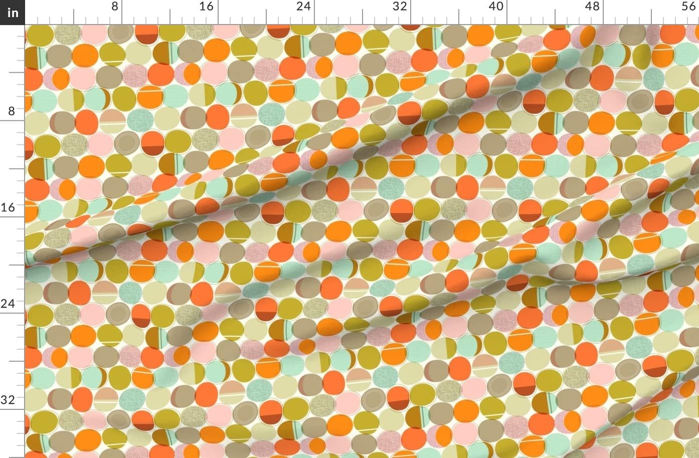 Spoonflower Fabric - Stone Mod Aqua Coral Atomic Age Geometric Mid Century Modern Printed on Polartec(R) Fleece Fabric by The Yard - Sewing Blankets Loungewear and No-Sew Projects