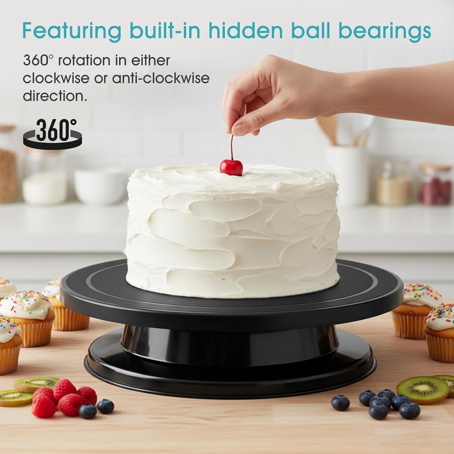 11 Inch Cake Stand, Rotating Cake Turntable for Decorating, Display & Baking, Smooth Revolving Spinner Stand