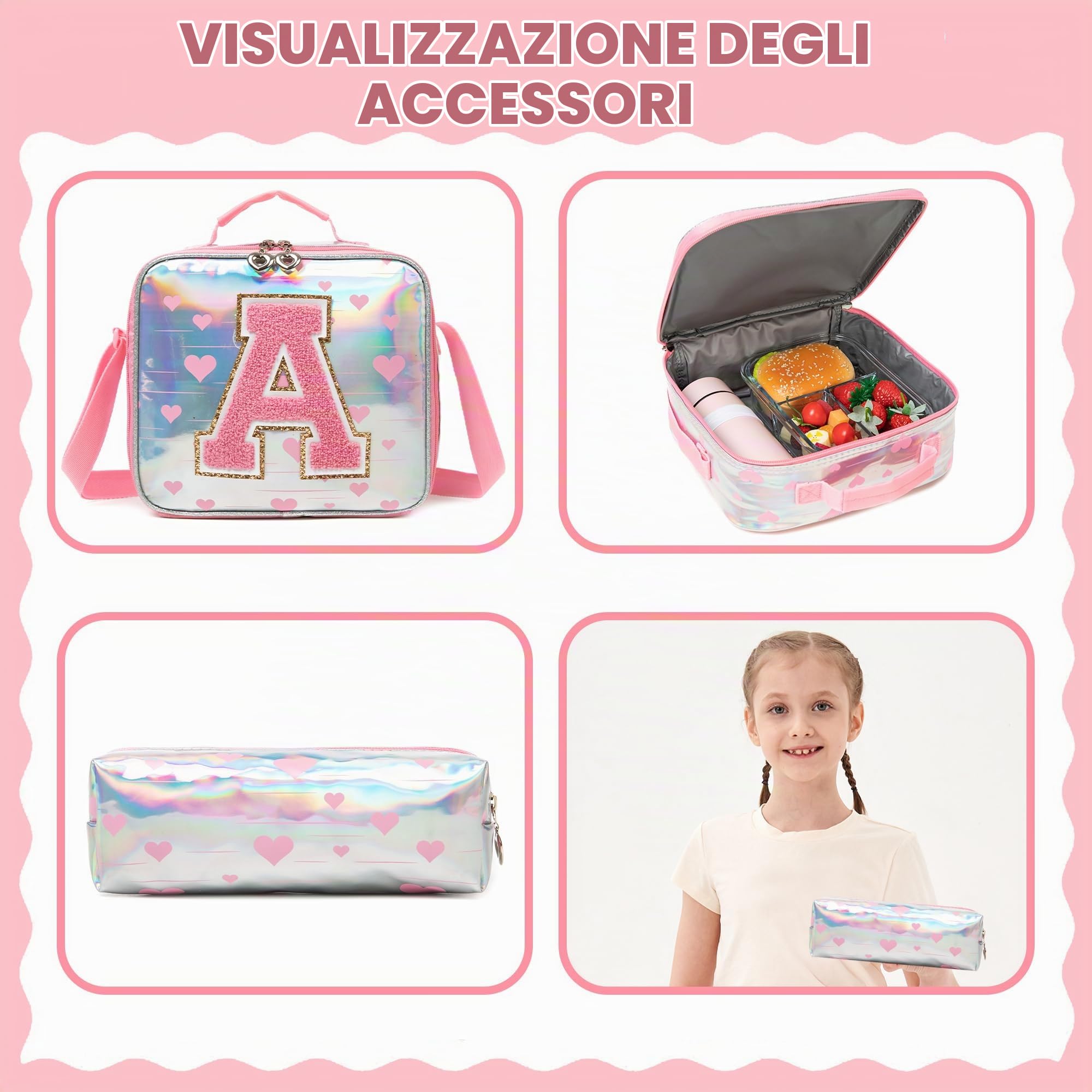HTgroce Zaino Scuola Bambina Trolley Zainetto Ragazza Con Ruote per Scuola Viaggio