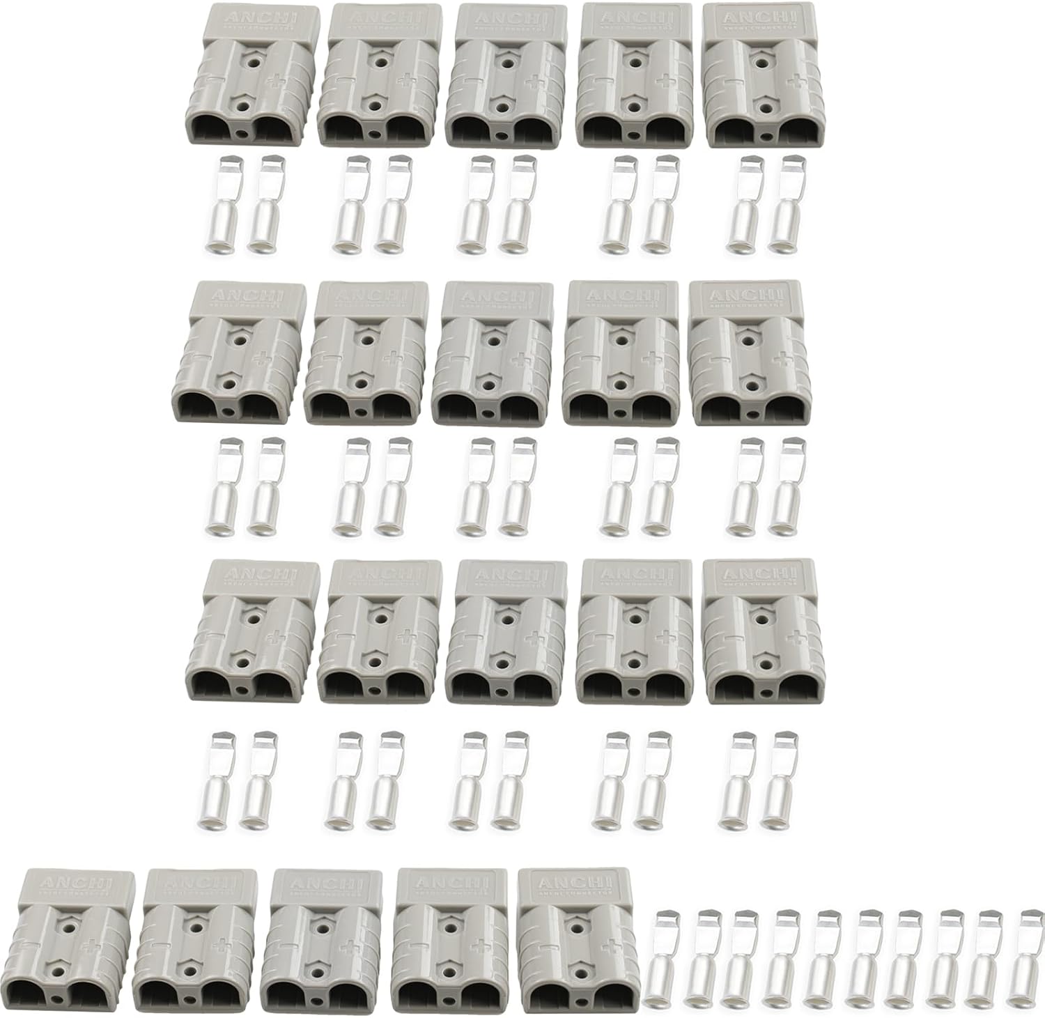 20Pcs 6-12AWG 600V 50A Battery Quick Connect/Disconnect Jumper Cable Plug Connector Kit for Invertor Car Bkie Winches Lifts Motors (Grey)…
