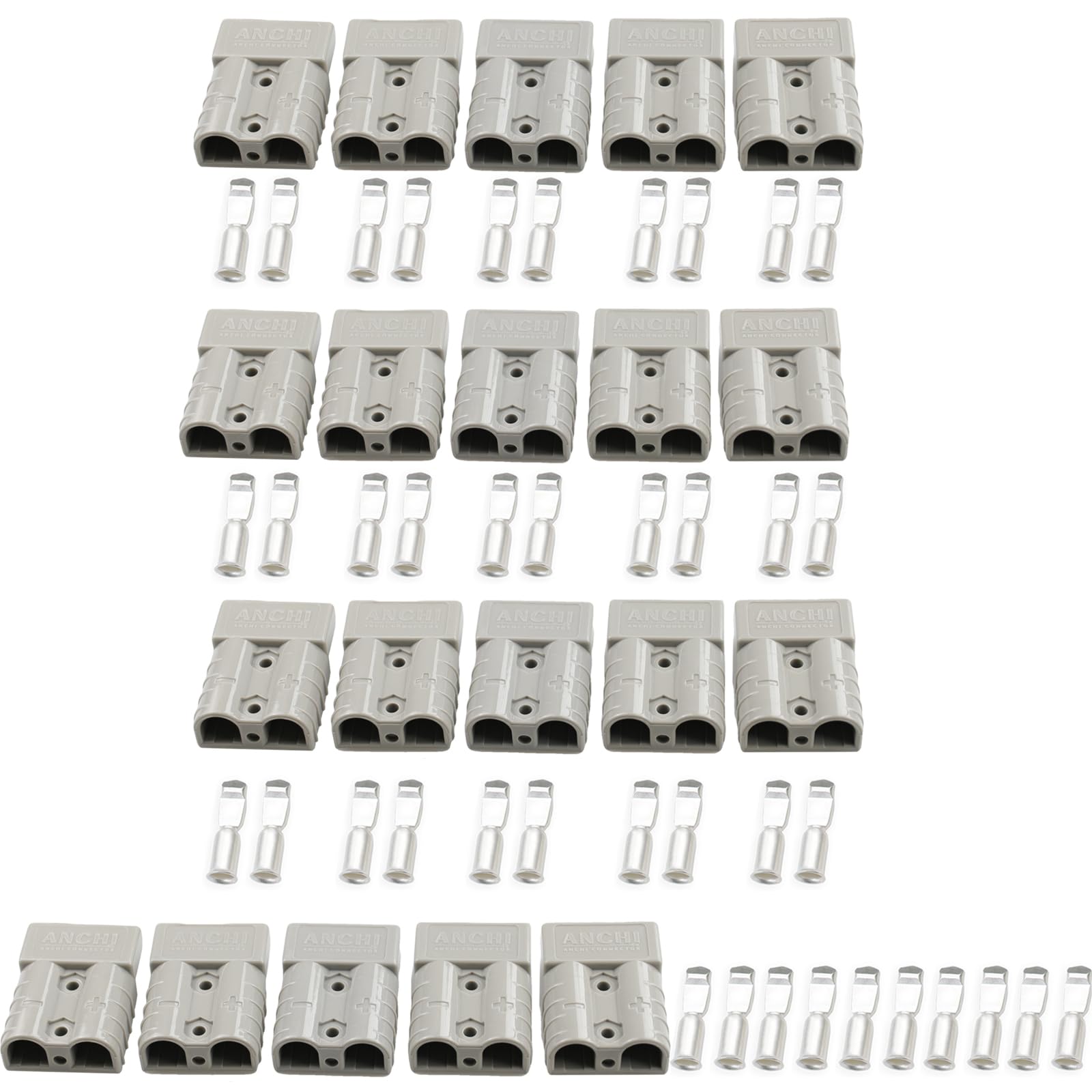 ANDCHIER 20Pcs 6-12AWG 600V 50A Battery Quick Connect/Disconnect Jumper Cable Plug Connector Kit for Invertor Car Bkie Winches Lifts Motors (Grey)…