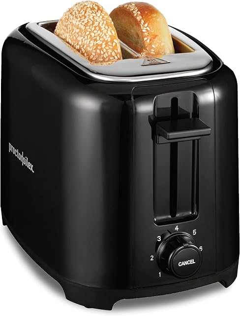 Proctor Silex 2-Slice Toaster, Black, Extra-Wide Slot Toaster with Cool-Touch Walls, Shade Selector, Toast Boost, Auto Shutoff, Cancel Button, 22305