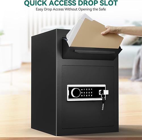 Miniatura 5 de YITAHOME Caja de seguridad para dinero, 2.5 pies cúbicos para negocios con ranura de caída, cerradura electrónica de código con bolsa ignífuga para