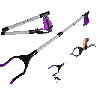 32" GrabRunner Folding Reacher Grabber Tool with Magnet(Purple)