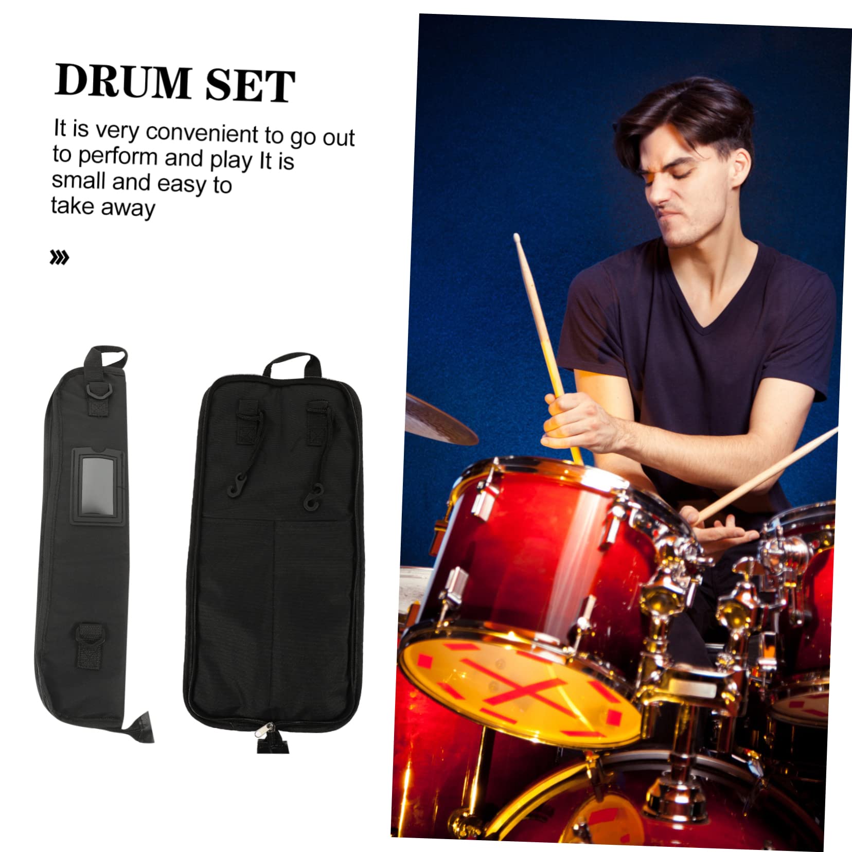 CIMAXIC Professional Drumstick Bag Drumstick Holder with Strap Durable Storage for Drumsticks Lightweight and Portable Drumstick Carry Case
