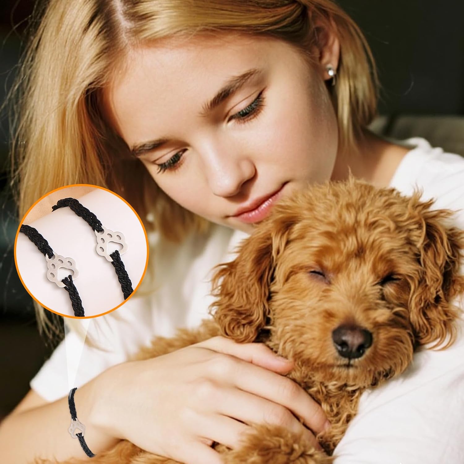 2pcs Pet Memorial Bracelets, Adjustable Nylon Paw Print Sympathy Bracelet with Card, for Loss of Dog & Cat, Memorial Gifts (Black) - Image 4