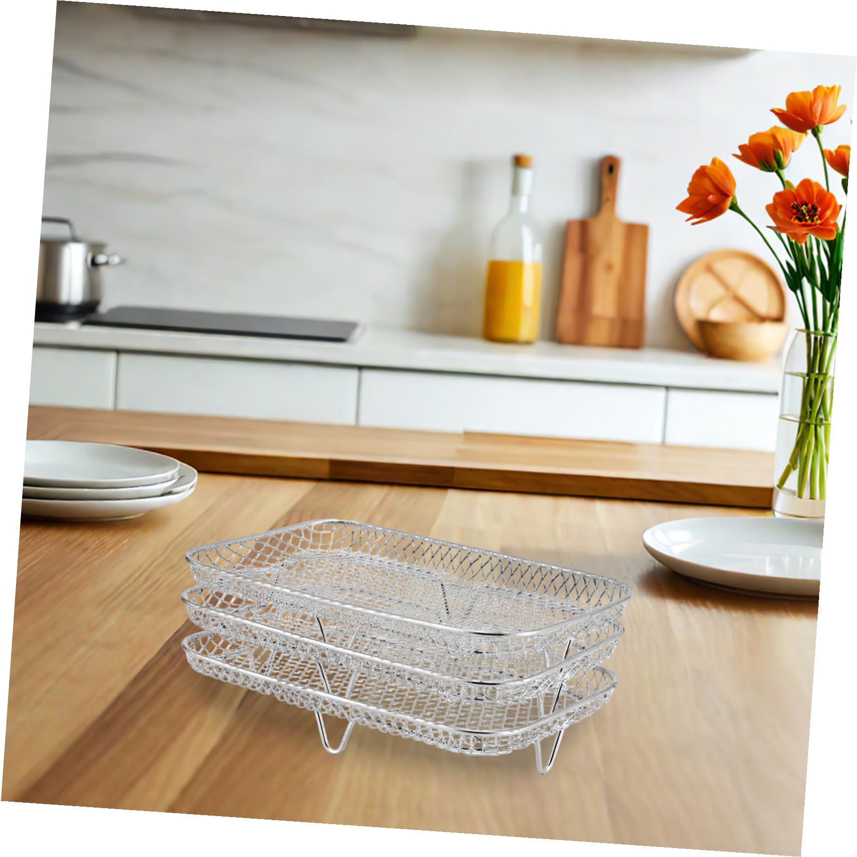 GALPADA Impilabile per Friggitrice ad Aria di Strati per Accessori di Grigliatura Realizzata in Acciaio Inossidabile per Cucina Sicura e Durevole