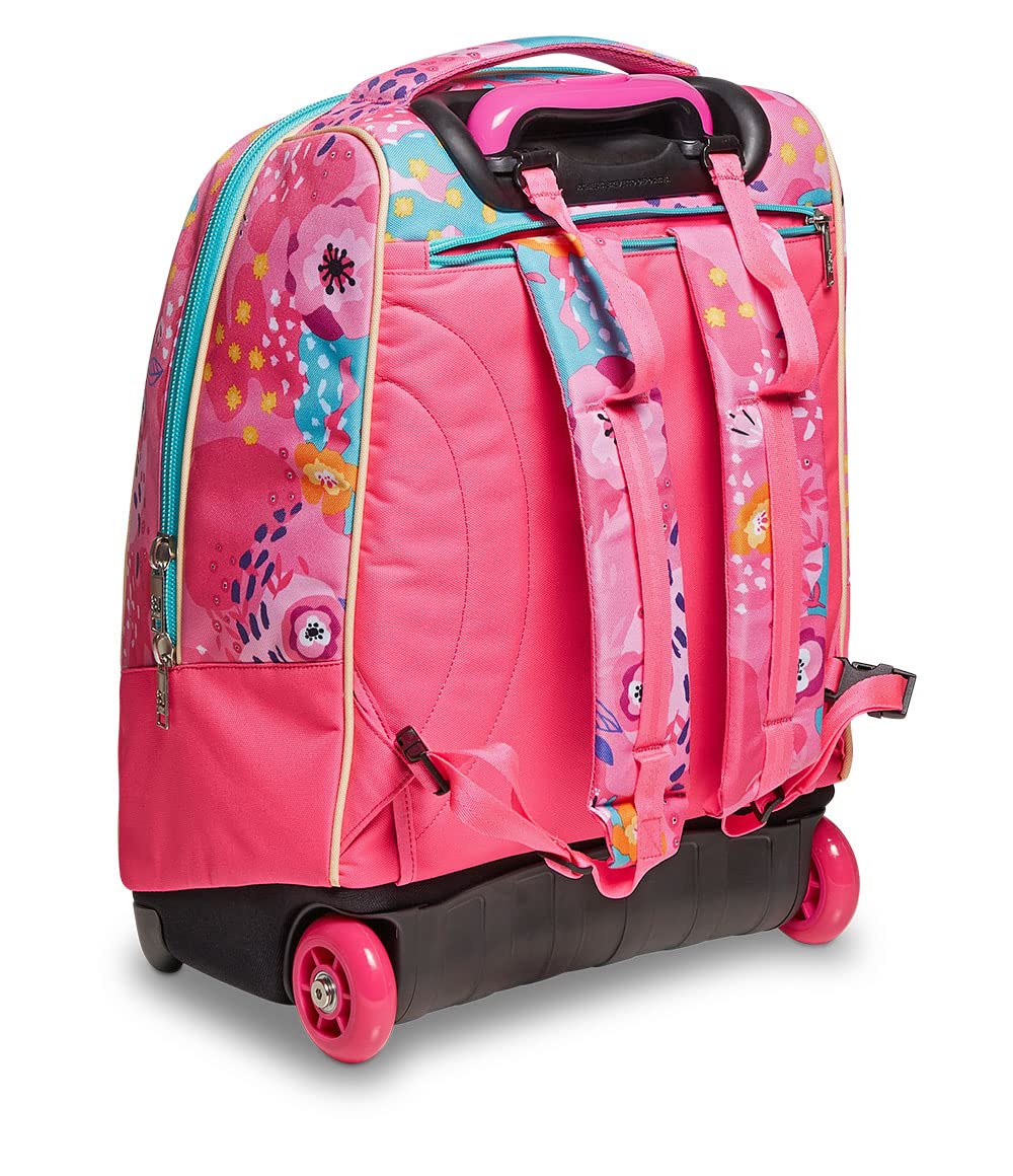 SJ GANG STYLE JAM GANG Trolley Scuola, Rosa, con Spallacci Uso Zaino, 2 in 1, Doppio Uso, Maxi Capienza, Trolley e Zaini, Scuola, Bambine e Ragazze