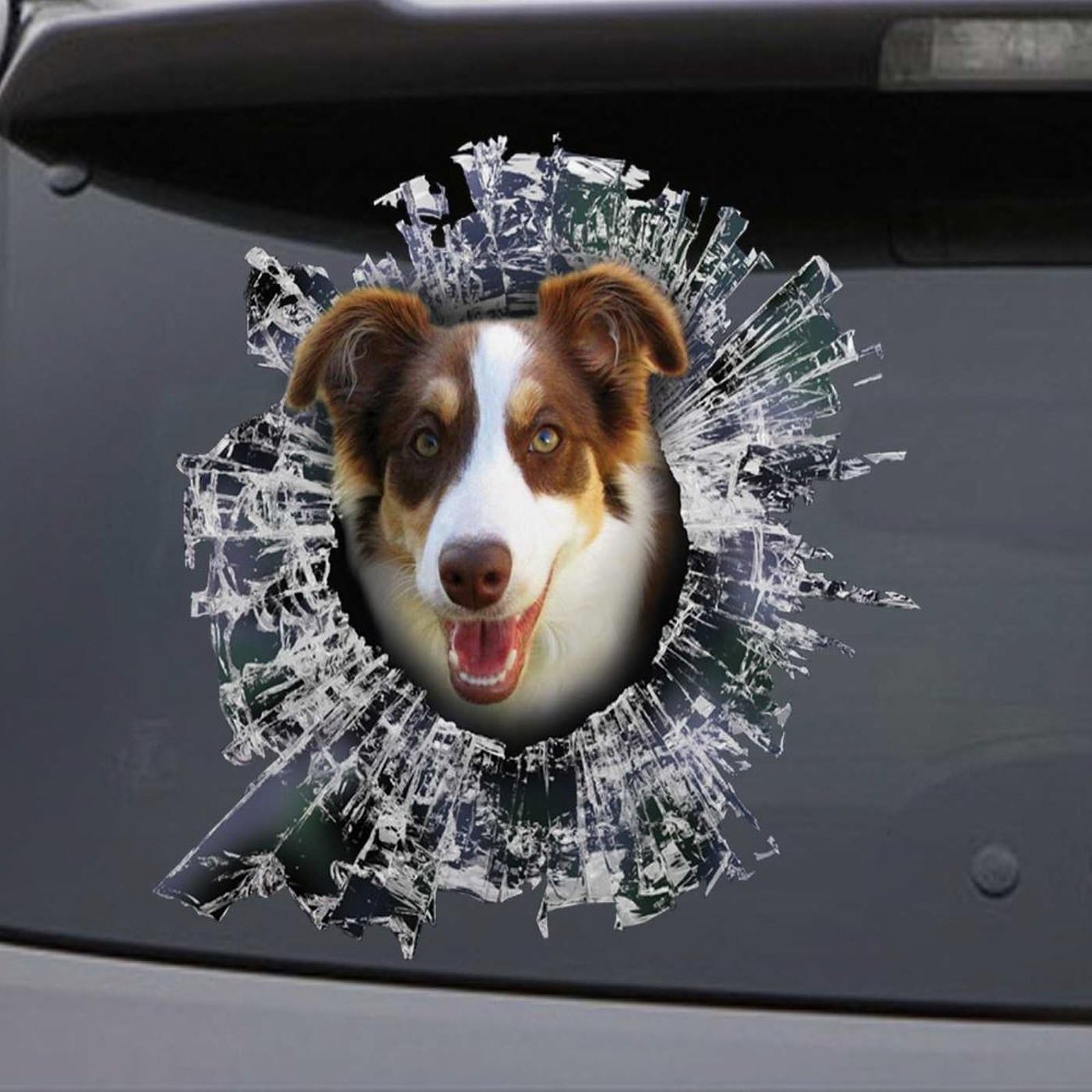 Madcolitote Brown and White Border Collie Dog Car Stickers 3D Window Decal Bumper Die Cut Vinyl Decal Funny Laptop Stickers Pet Gift,10 Inch