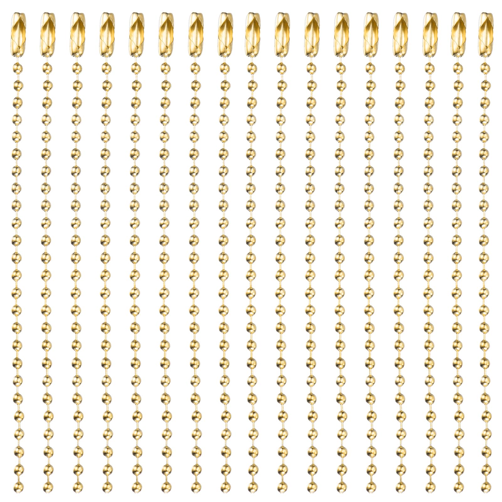 sourcing map 20Pcs 5 Inch 12cm Ball Bead Chain, Metal Ball Chain with Connectors for Hanging Ornament Jewelry Necklace Dog Tag Keychain Christmas Decoration,Gold