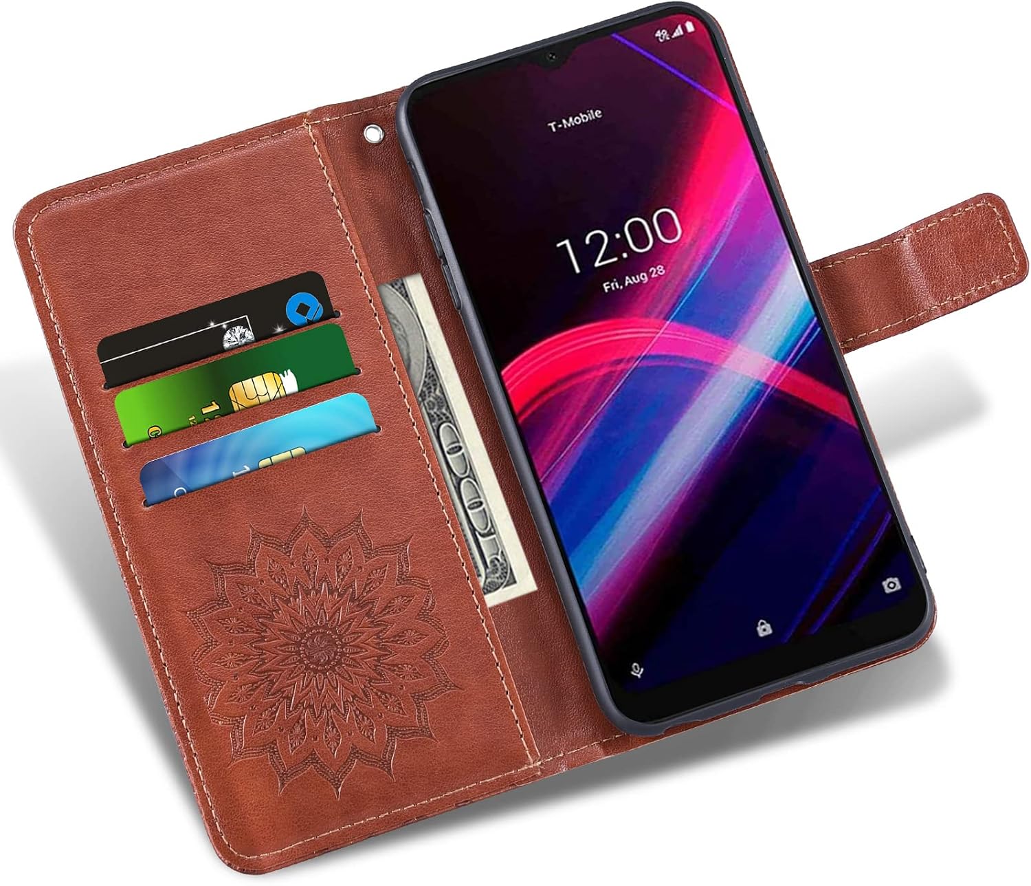 Phone Case for T-Mobile Revvl 4 Plus Wallet with Tempered Glass Screen Protector Leather Slim Flip Cover Card Holder Stand Tmobile Revel 4+ T Mobile Revvl4+ TCL Revell Four + 4Plus Women Men Brown image 2