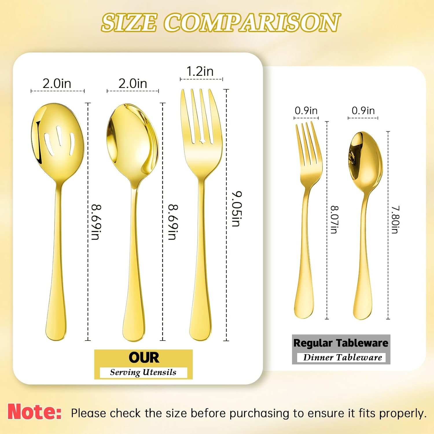 Mwellewm 17Pcs Serving Utensils, Gold Stainless Steel Serving Spoons, Slotted Spoon, Fork, Tongs, Cake Pie Server, Soup Spoon, Metal Buffet Banquet Cutlery Set for Parties Entertaining Catering