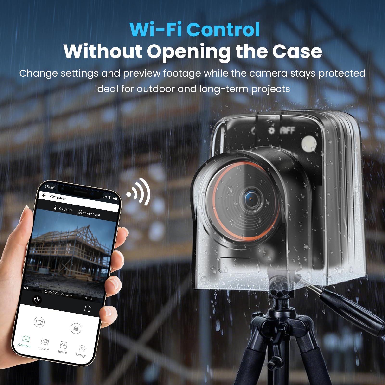 WiFi Fotocamera Time Lapse 4K AVI 1296P MP4 Video, Foto da 48 MP Telecamera Time Lapse, 180 Giorni di Registrazione, Messa a Fuoco Manuale Timelapse Camera per Cantieri, Impianti e Cucine (32 GB)