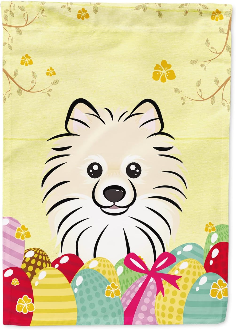 Caroline's Treasures BB1889GF Pomeranian Easter Egg Hunt Garden Flag Mailbox Flag Decorative Yard Flag Banner Outside Patio Artwork Yard Flower Beds, Garden Size, Multicolor
