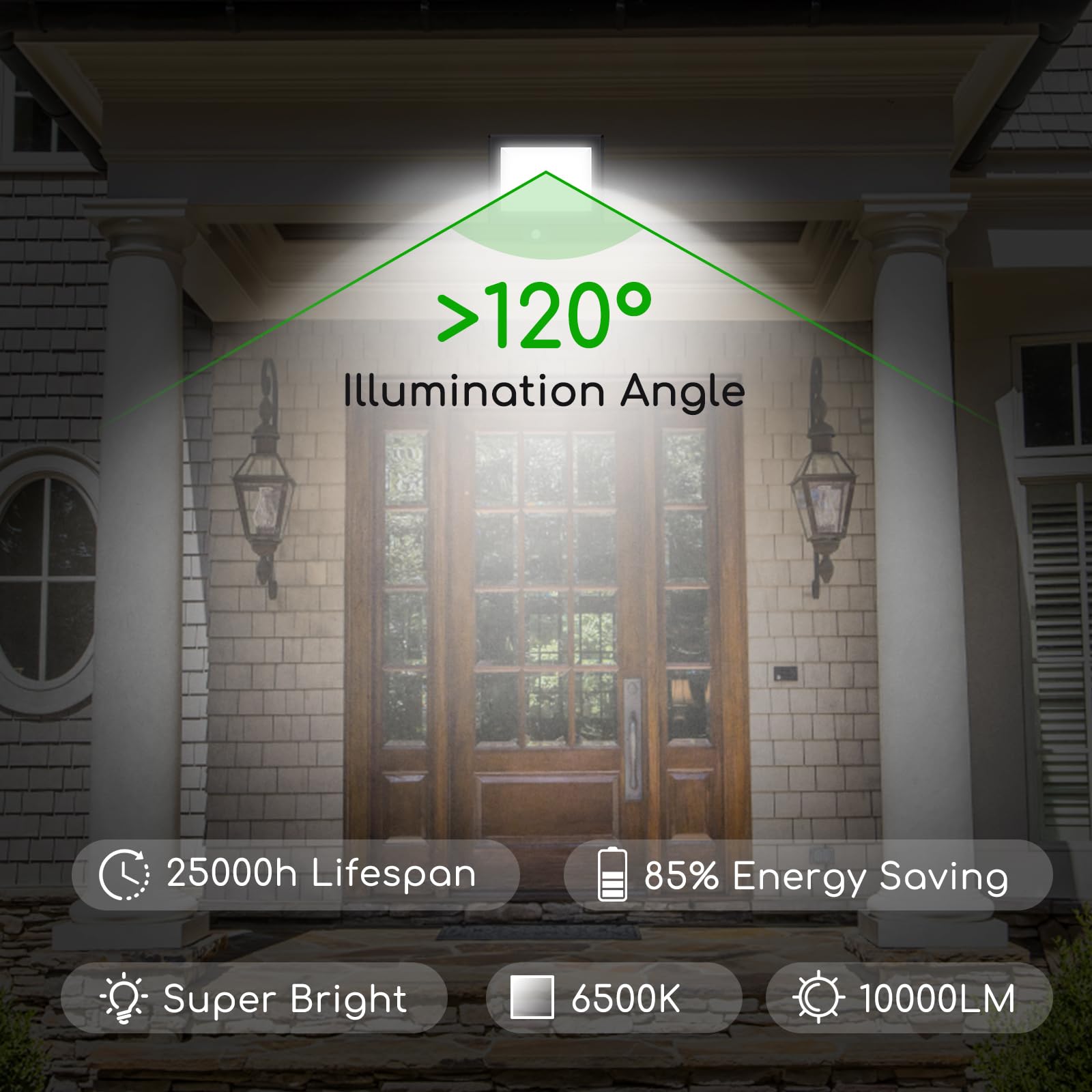 Aigostar Faretto con Sensore di Movimento,100W 10000lumen Faro LED Esterno,Bianco Freddo,IP65 Impermeabile Faretti LED per Giardino, Cortile,Patio,Garage