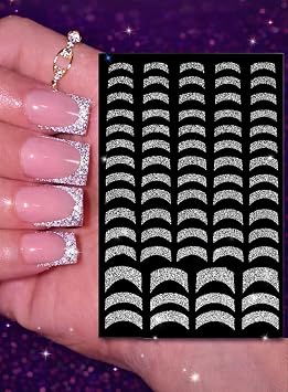 G m  Simli Frans z Manik r T rnak Sticker, Nail Art S sleme, Protez T rnak Kal c  Oje i in Dekoratif  kartma