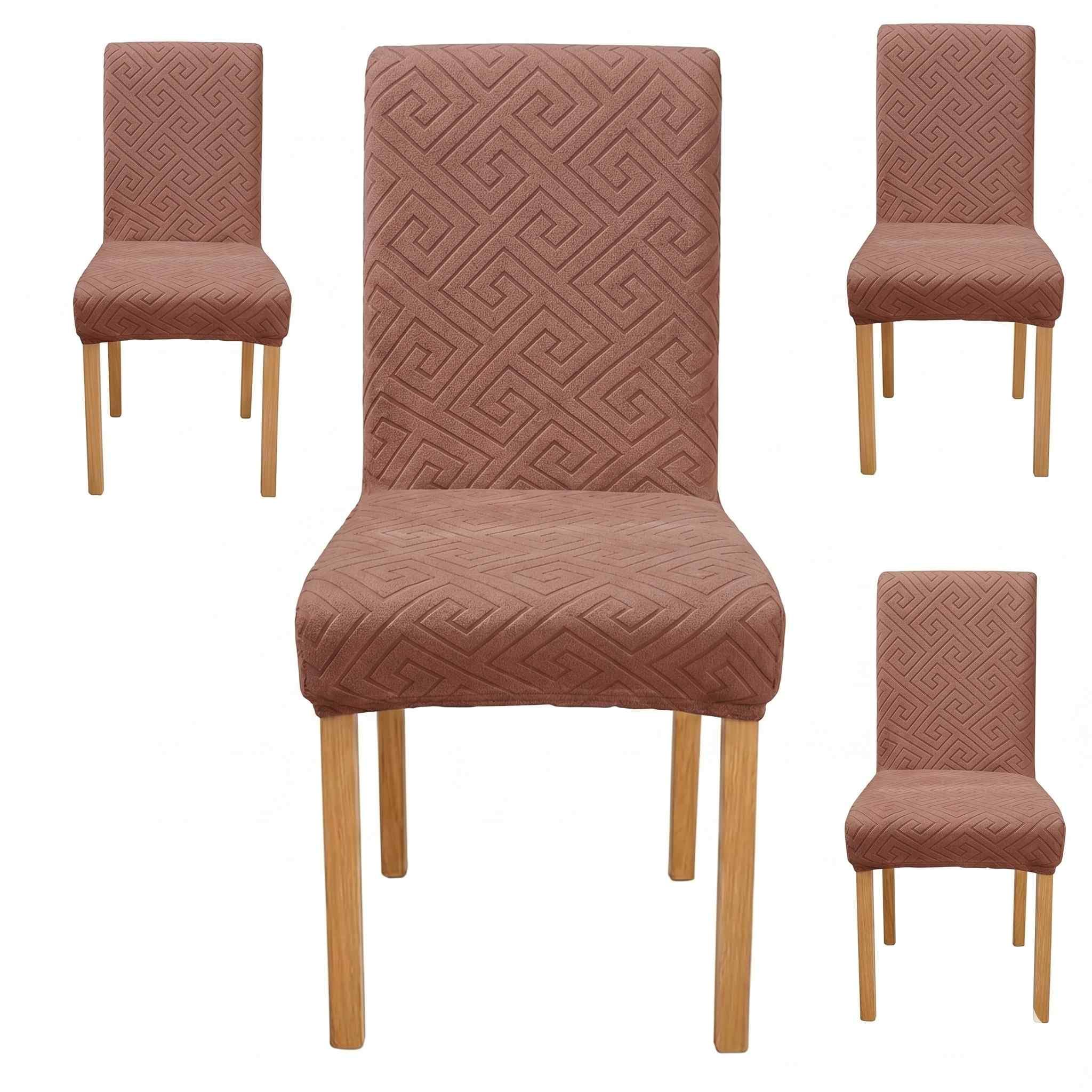 Styleys Elastic Chair Covers - 6 Pack Taupe -12