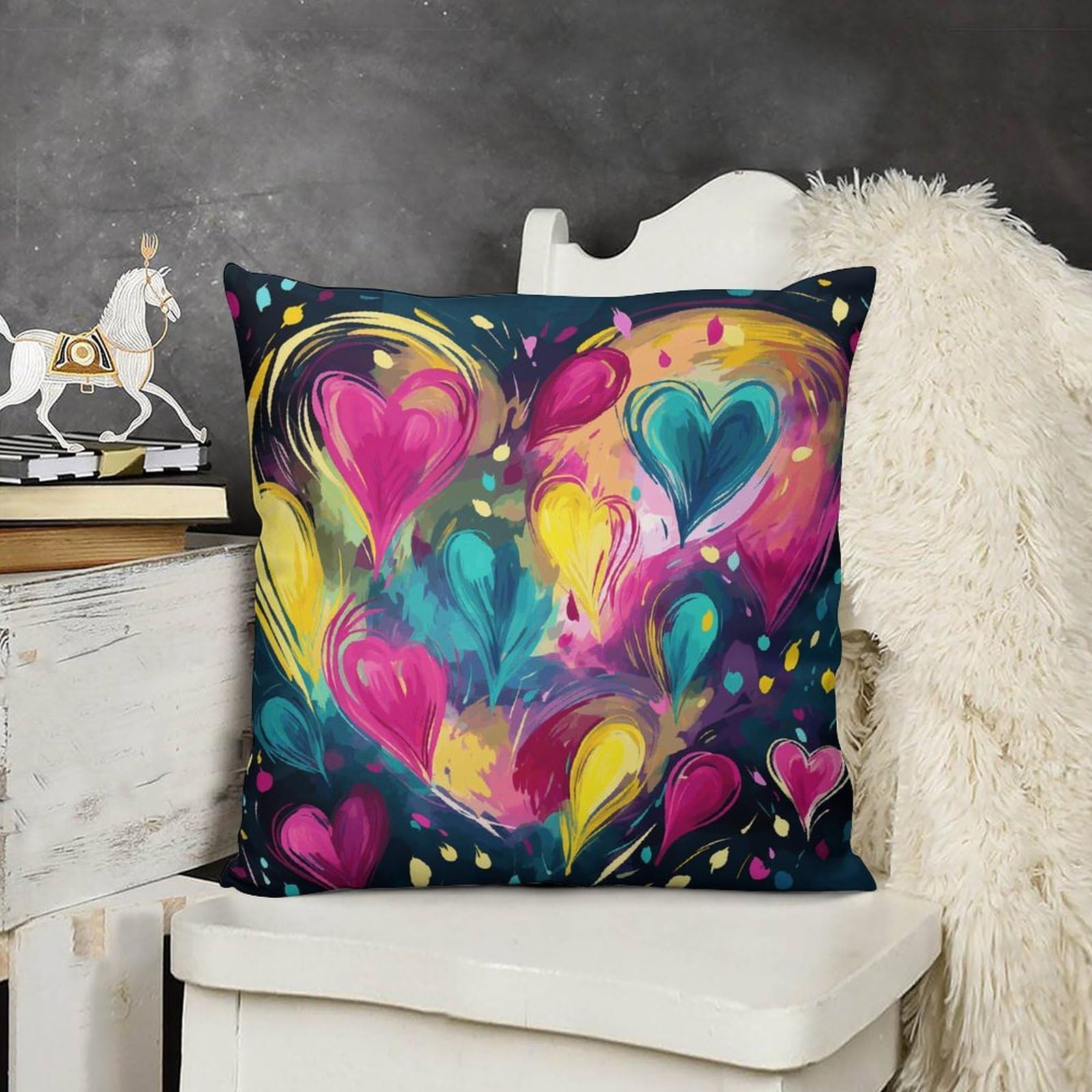 FodPand Decorative Bright Yellow Art Throw Pillow Covers 16x16 Soft Plush Cozy Cushion Cases with Invisible Zipper Body Pillowcase Square Accent Pillow Shams for Couch Sofa Bedroom Living Room