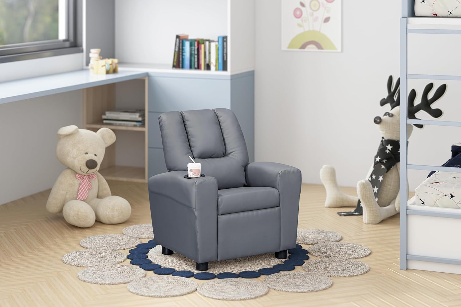 Olive & Opie Chase Kids Recliner Vegan Leather Mink