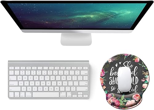 Miniatura 3 de She Believed she Could so she did - Alfombrilla de mouse con diseño floral de acuarela con soporte para muñeca, bonita almohadilla de muñeca para