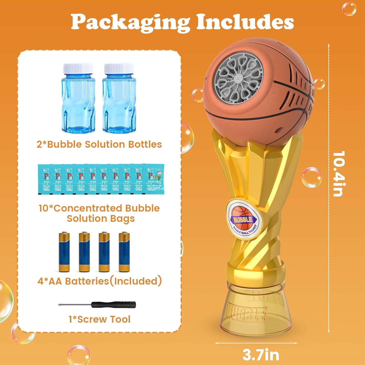 Basketball Trophy Bubble Wand,Basketball World Cup Bubble Machine for Kids,Light Up Bubble Maker,Bubble Blower,Outdoor Party Birthday Bubbles Toy for Toddlers,Gifts for Boys Age 3-8 Years Old.