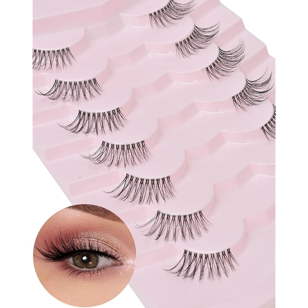 Wispy Half Lashes - Natural Corner Lashes 3/4 False Eyelashes Clear Band W07