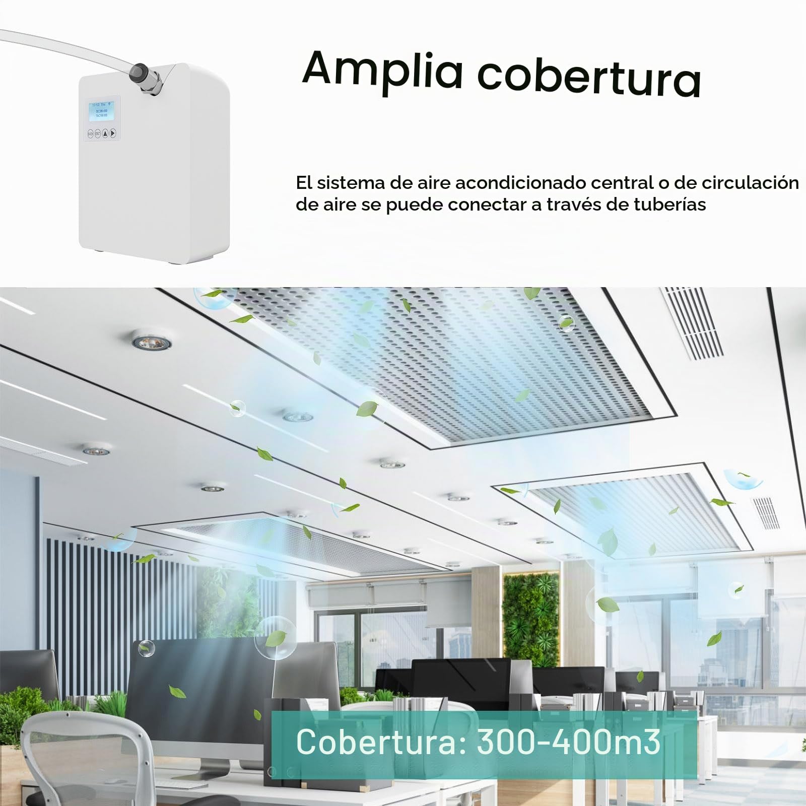 Difusor de Aroma Sin Agua para Aceites Esenciales, Aromaterapia Bluetooth y WiFi, Profesional, 300 ml, para Espacios Grandes (Blanco)