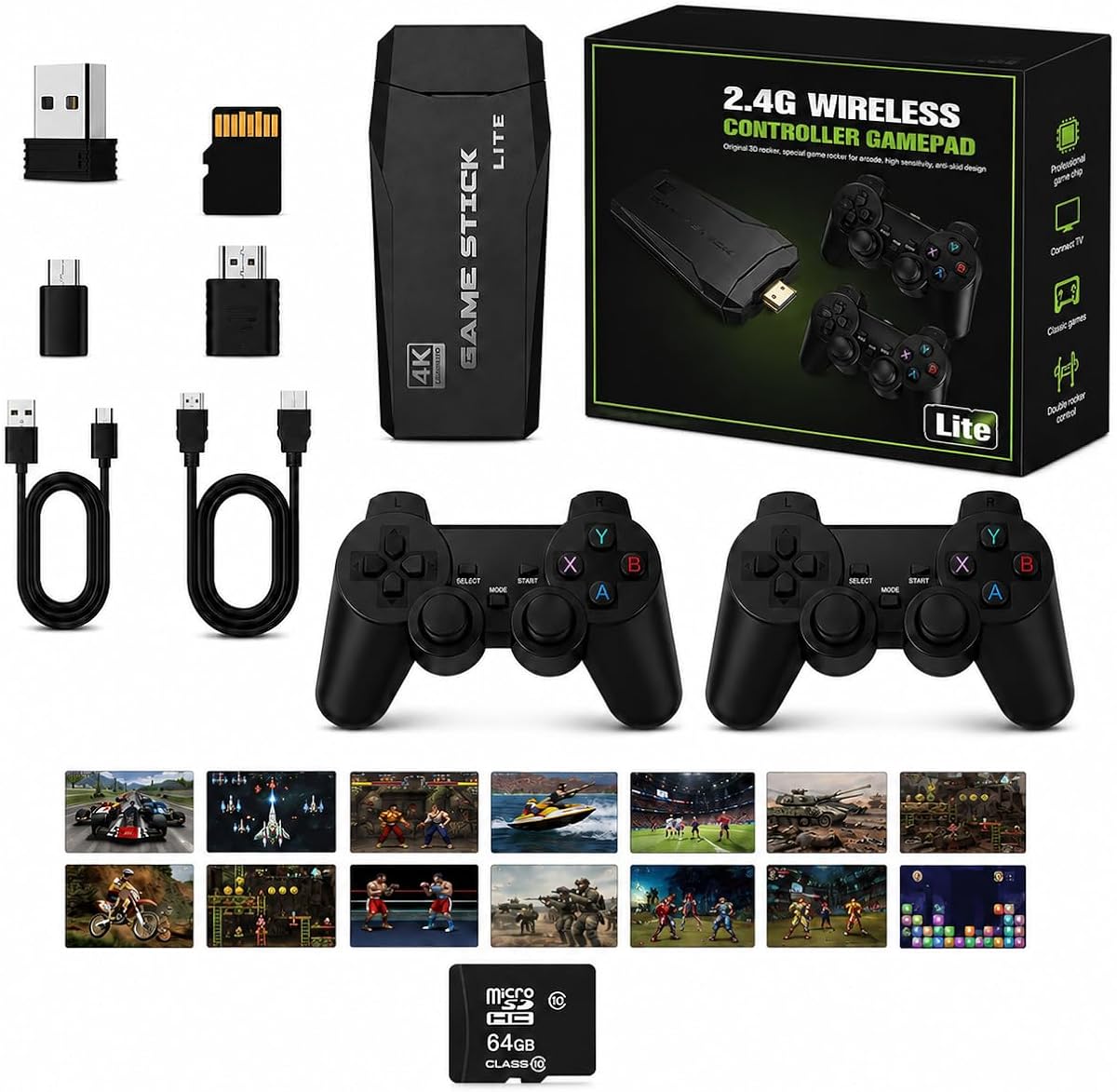 Consola de juegos retro inalámbrica, Plug & Play con controladores duales 2.4G, salida HDMI 4K para TV, 23 simuladores y más de 40.000 juegos clásicos - Máquina arcade precargada (32G con 20000 juegos)