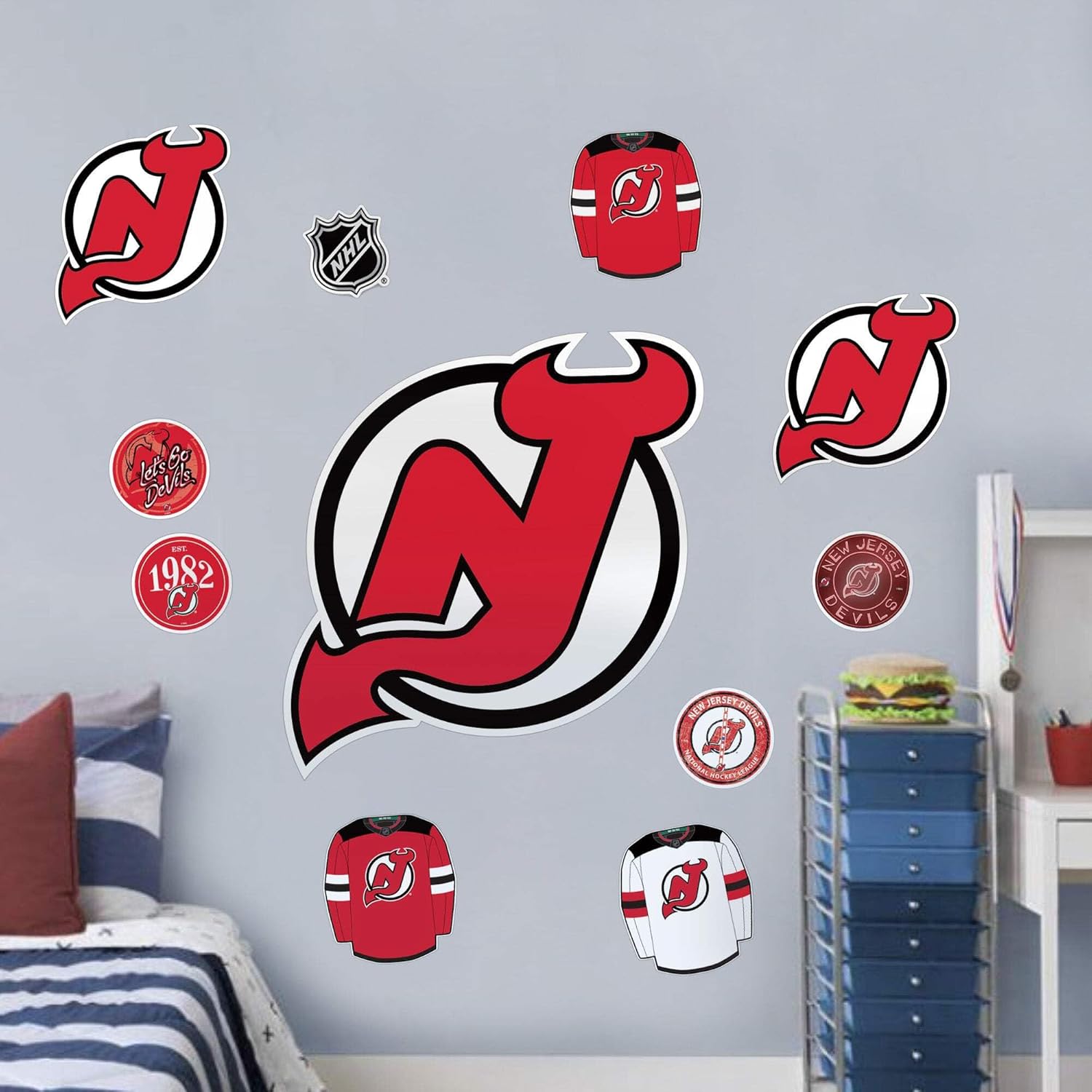 Sports Decor New Jersey Devils Repositionable Wall Decal Set - Team Logos