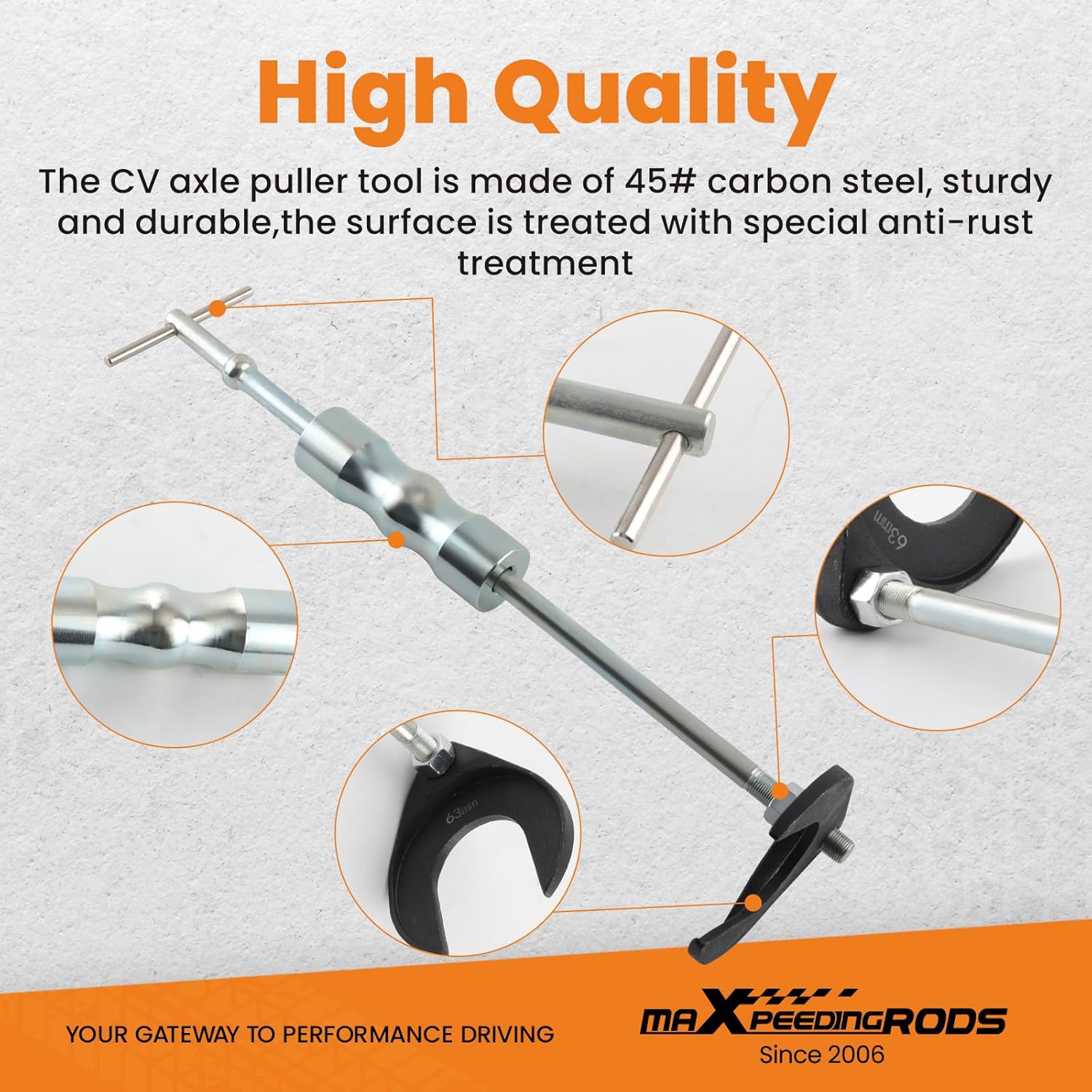 maXpeedingrods Front Wheel Drive Axle Puller & Inner CV Axle Removal Tool with 5/8"-18 Slide Hammer & 63mm 48mm Fork Adapter