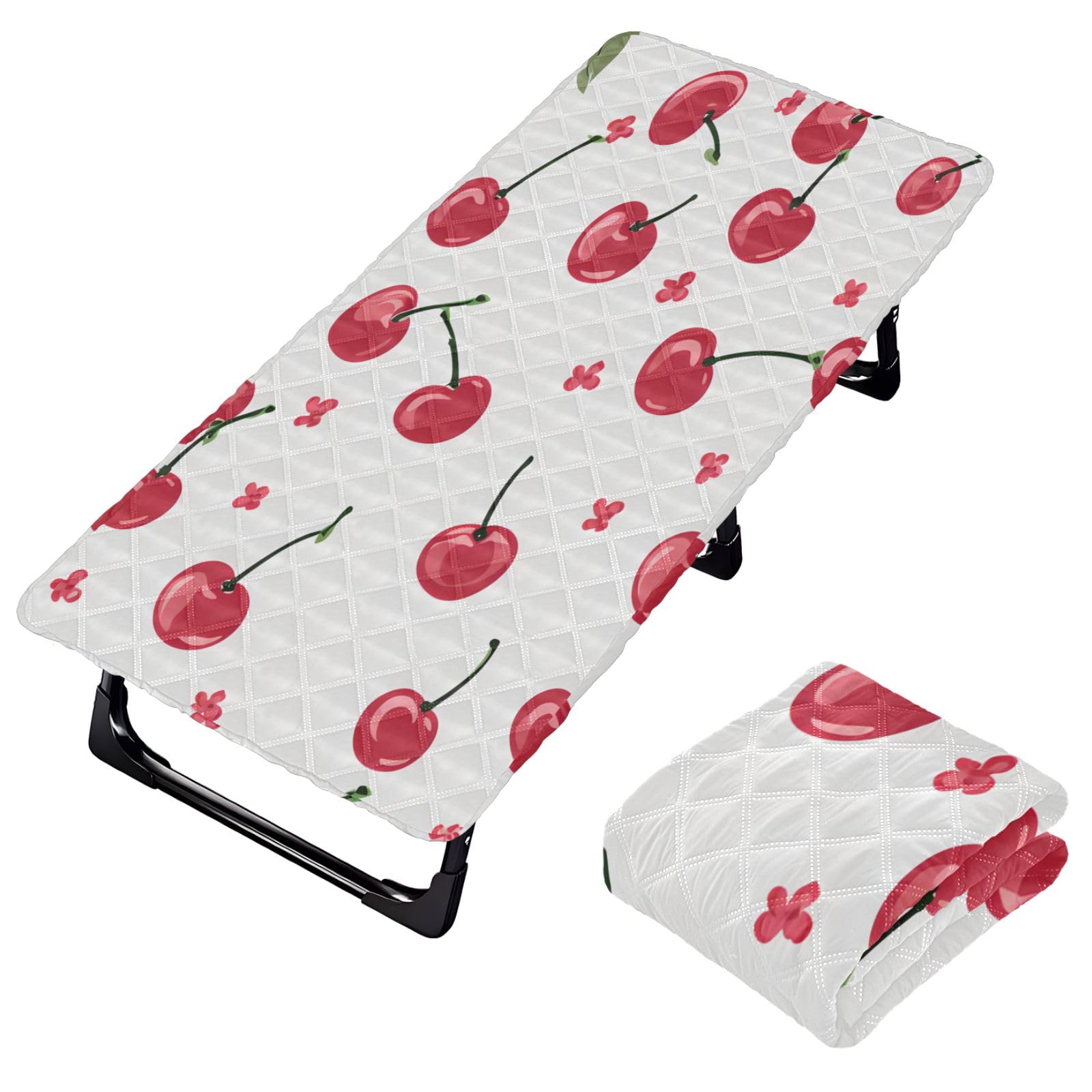 Portable Toddler Bed Sheet for Kids Cherry Berries on Stem Travel Bed Fitted Sheet