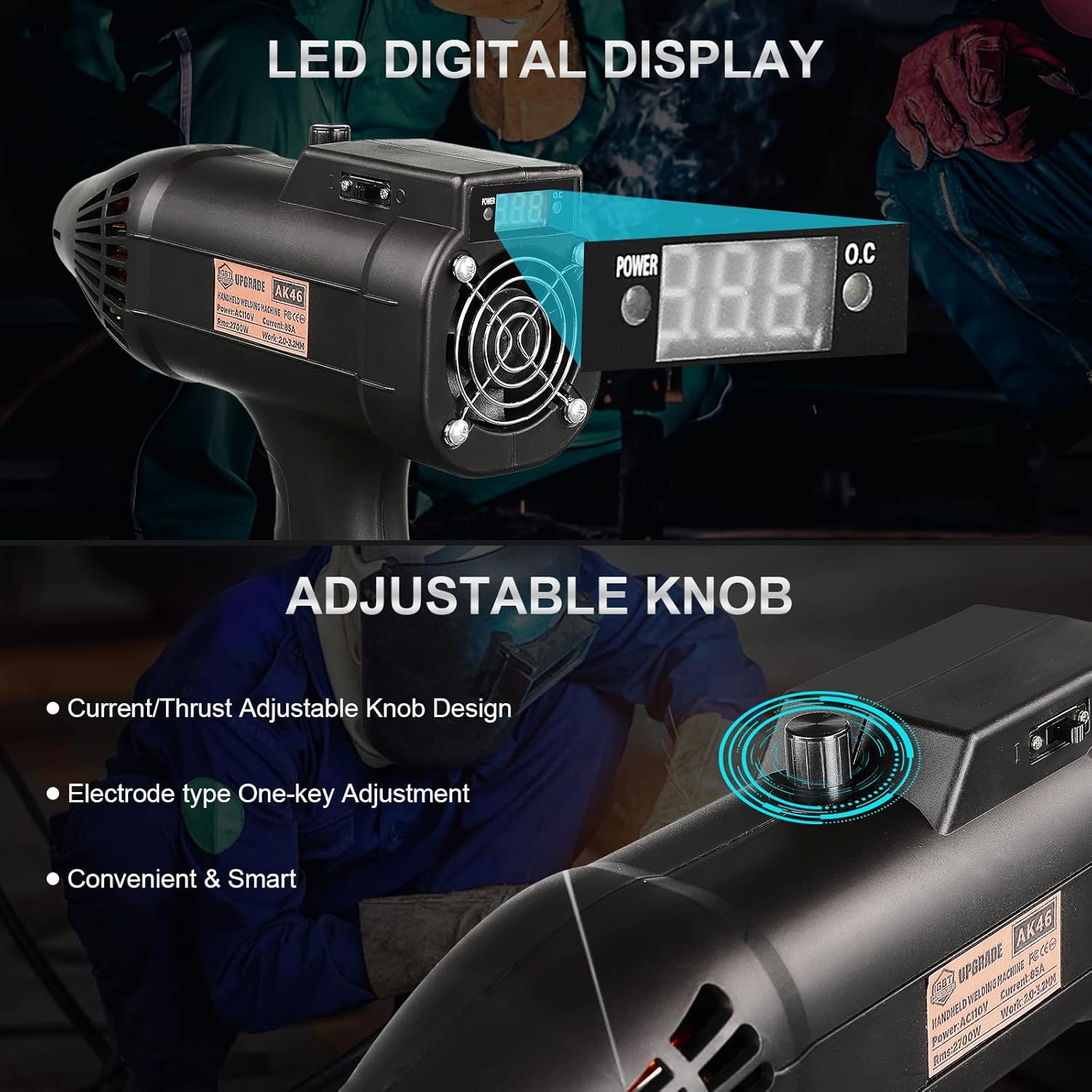 WonVon Portable Arc Welding Machine Equipment - IGBT 110V Handheld Intelligent Digital Display 120 Amp Adjustable Current Fit for 3/32"-1/8" Welding Arc Welder Wire rod with Welding Tool Set : Tools & Home Improvement