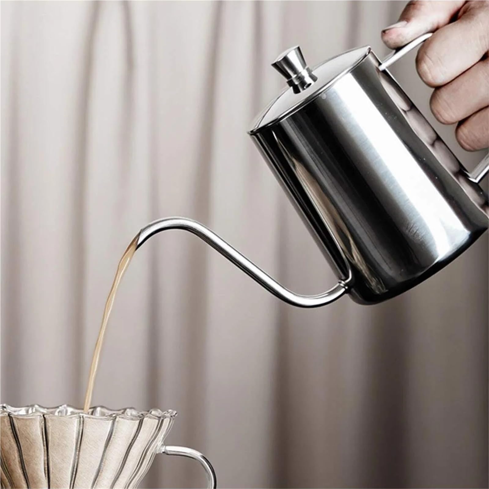 Kaffee Wasserkocher 1PC-350ML Gießen Über Kaffee Wasserkocher Schwanenhals Gießen Über Kaffee Töpfe Drip Kaffee Maker Edelstahl Hause Barista Zubehör Für Kaffee，Tee