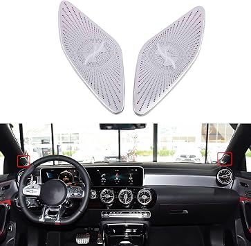 Door Speaker Covers, Compatible with Benz GLA GLB A-Pillar 2020, Interior Sound Ring Trim Car Door Panel Loud-Speaker Cover Grille Trim Accessories, B Silver