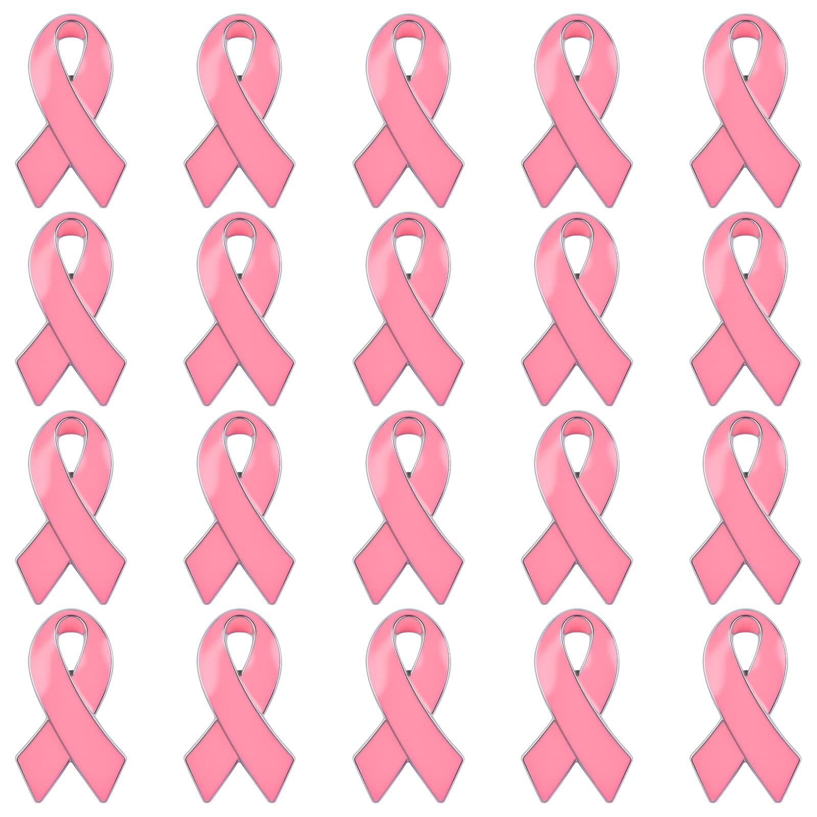WANDIC 20x Brustkrebs-Broschen Mit Rosa Schleife - Bewusstseins-Pins Für Frauen