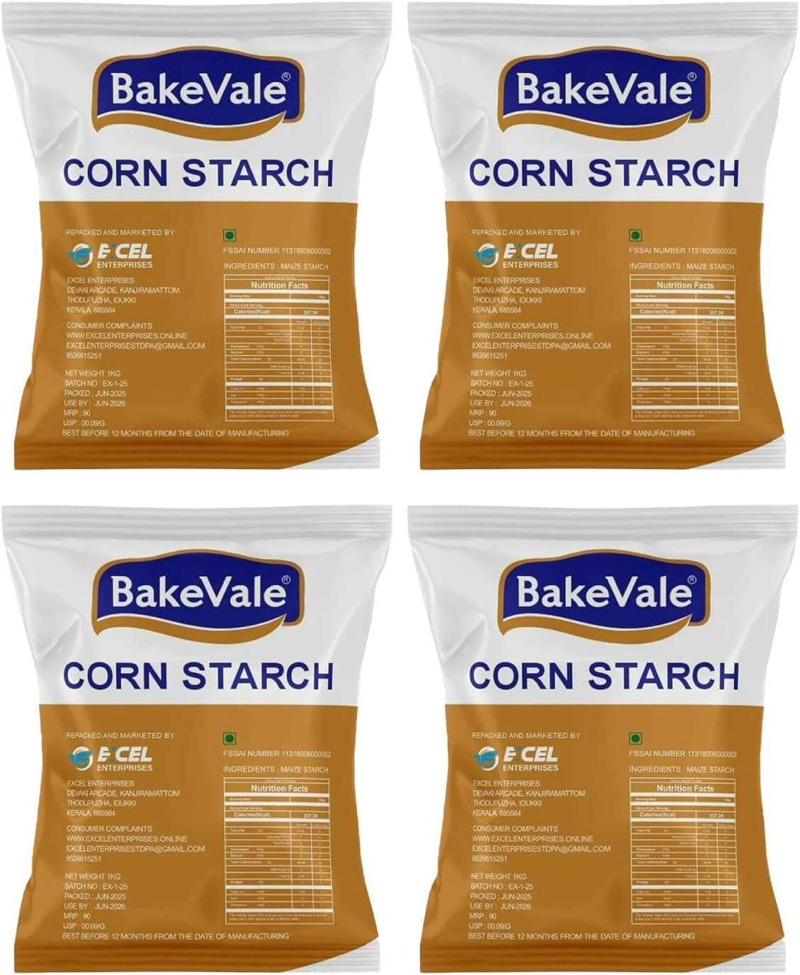 Bakevale Maize Flour 1Kg, | Naturally Corn Flour for Rotis & Baking |Pack of 4