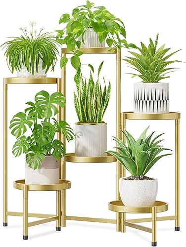 iDavosic.ly Soporte grande para plantas de 6 niveles para interiores, 10 pulgadas de ancho de metal de esquina alta para múltiples plantas, estante